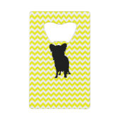Lemon Yellow Chevron met Yorkie Silhouette Creditkaart Flessenopener (Voorkant)