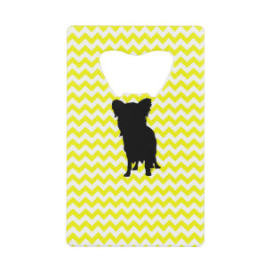 Lemon Yellow Chevron met Yorkie Silhouette Creditkaart Flessenopener