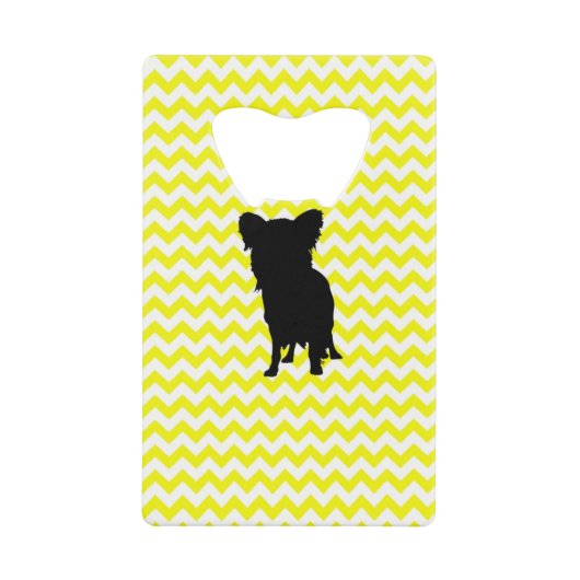 Lemon Yellow Chevron met Yorkie Silhouette Creditkaart Flessenopener
