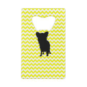 Lemon Yellow Chevron met Yorkie Silhouette Creditkaart Flessenopener