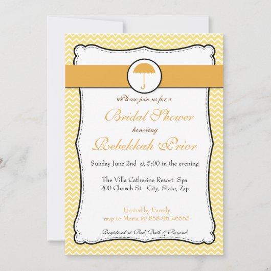 Lemon Yellow Chevron Vrijgezellenfeest Invite Kaart (Voorkant)