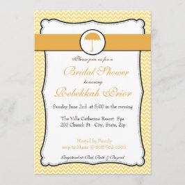 Lemon Yellow Chevron Vrijgezellenfeest Invite Kaart