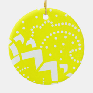 Lemon yellow cirtus grafisch puntgeometrisch patro keramisch ornament