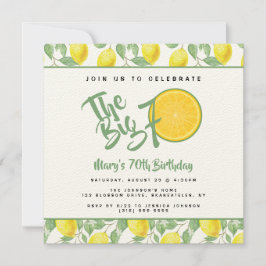 Lemon Yellow Citrus Big 70 Summer Birthday Party Kaart