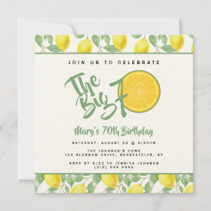Lemon Yellow Citrus Big 70 Summer Birthday Party Kaart