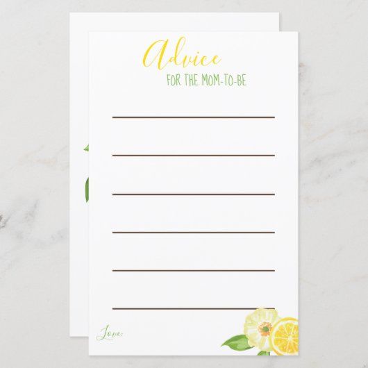 Lemon Yellow Citrus mam om advies te Kaarten (Voorkant / Achterkant)