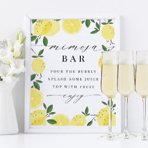 Lemon Yellow Citrus Mimosa Bar Poster