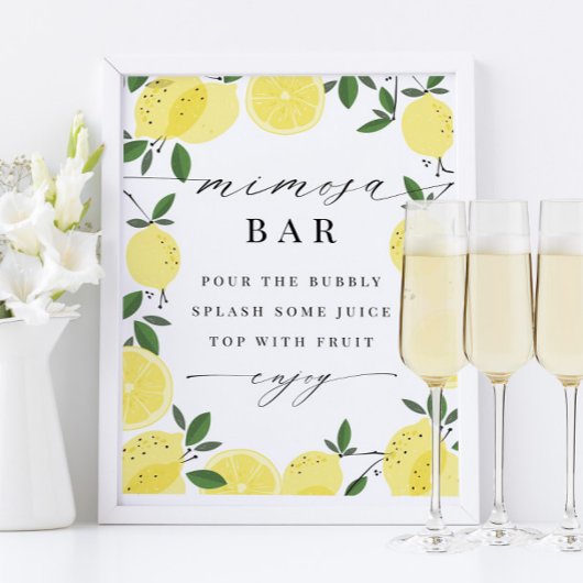 Lemon Yellow Citrus Mimosa Bar Poster