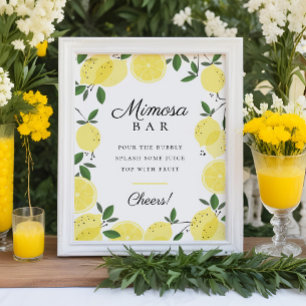 Lemon Yellow Citrus Mimosa Bar Poster