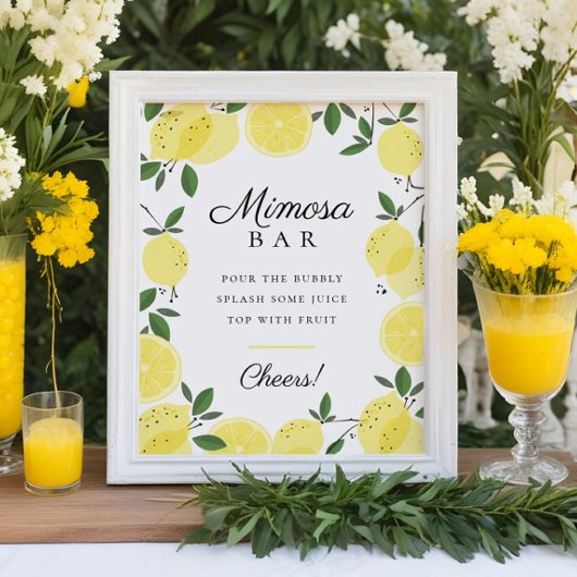 Lemon Yellow Citrus Mimosa Bar Poster