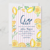 Lemon Yellow Citrus Retro Modern Baby Shower Kaart (Voorkant)
