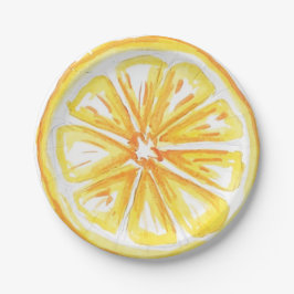 Lemon Yellow Citrus Retro Modern Baby Shower  Papieren Bordje