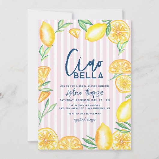 Lemon Yellow Citrus Retro Modern Bridal Shower Kaart (Voorkant)