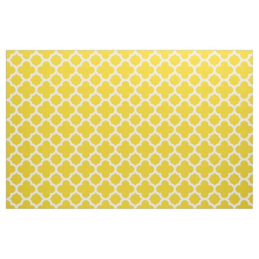 Lemon Yellow Classic Quatrefoil Pattern Fabric Stof (Yard (91,4 cm))