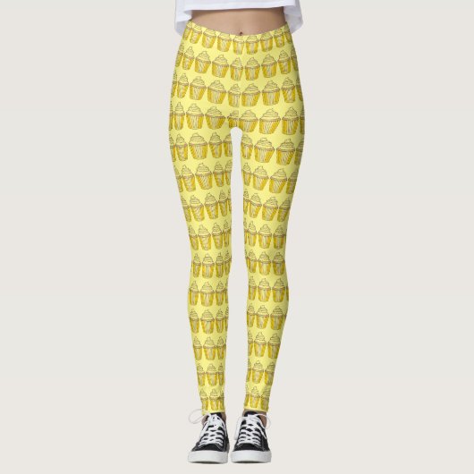 Lemon Yellow Cupcake Cupcakes Leggings afdrukken (Voorkant)