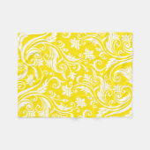 Lemon Yellow Damask Floral Pattern Fleece Deken (Voorkant (Horizontaal))