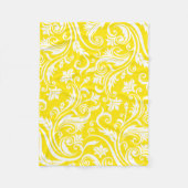 Lemon Yellow Damask Floral Pattern Fleece Deken (Voorkant)