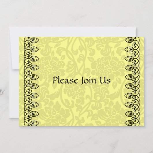 Lemon Yellow Damask uitnodiging (Voorkant)