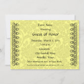 Lemon Yellow Damask uitnodiging (Achterkant)