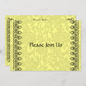 Lemon Yellow Damask uitnodiging (Voorkant / Achterkant)