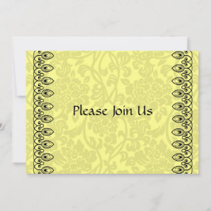 Lemon Yellow Damask uitnodiging