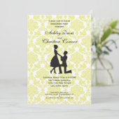 Lemon Yellow Damask-uitnodigingen Kaart (Staand voorkant)