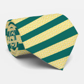 Lemon Yellow Emerald Green Striped Neck Tie Stropdas (Opgerold)