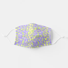 Lemon Yellow en lavender over het gehele patroonon Stoffen Mondkapje