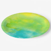 Lemon Yellow en Turquoise Blue Waterverf Papieren Bordje (Gekanteld)