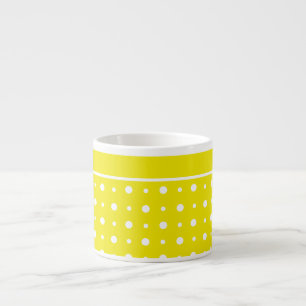 Lemon Yellow Espresso Mok, White Polka Dots Kop