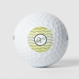 Lemon Yellow Fancy Initial Black Text Golfballen