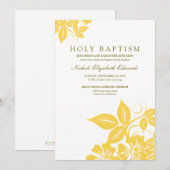 Lemon Yellow Floral Heilige Baptisme Uitnodiging (Voorkant / Achterkant)
