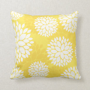Lemon Yellow Floral Pattern Pillow Kussen