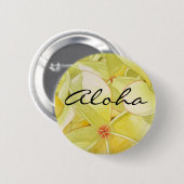 Lemon Yellow Frangipani Aloha Ronde Button 5,7 Cm (Voorkant /achterkant)