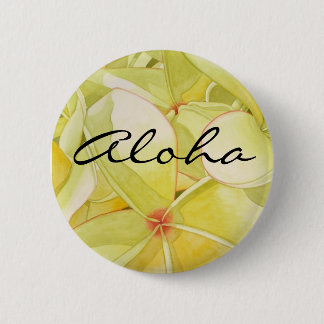 Lemon Yellow Frangipani Aloha Ronde Button 5,7 Cm