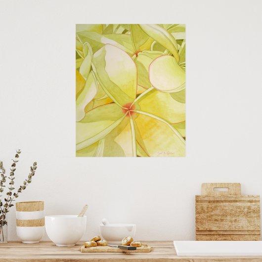 Lemon Yellow Frangipani Poster (Keuken)