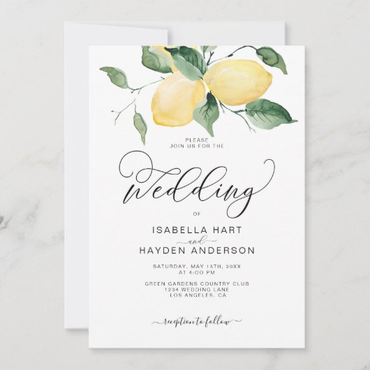 Lemon Yellow Garden Summer Botanical Boho Wedding Kaart (Voorkant)