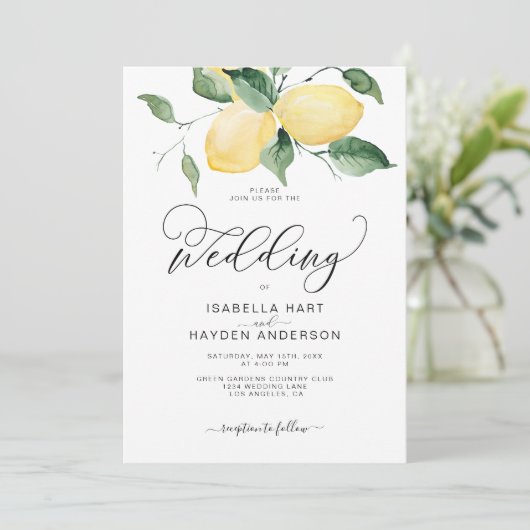 Lemon Yellow Garden Summer Botanical Boho Wedding Kaart (Staand voorkant)
