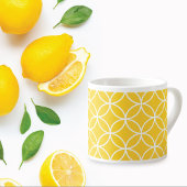 Lemon Yellow Geometric Espresso Kop