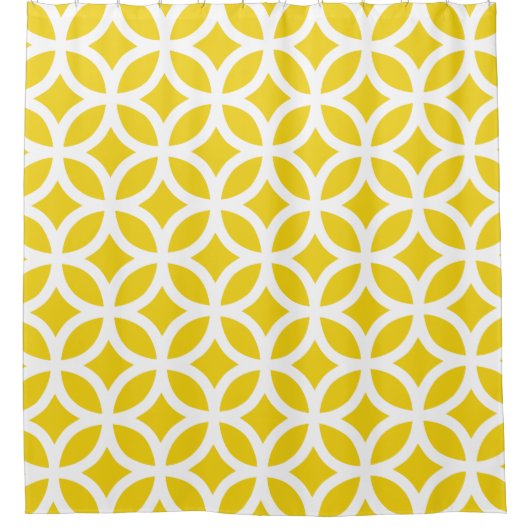 Lemon Yellow Geometric Pattern Shower Curtains Douchegordijn (Voorkant)