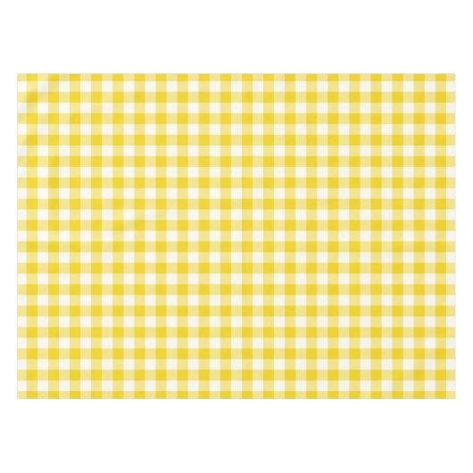 Lemon Yellow Gingham Pattern Check Tablecloth Tafelkleed (Voorkant (Horizontaal))