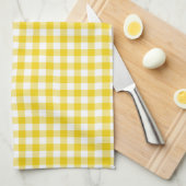Lemon Yellow Gingham Pattern Kitchen Towels Theedoek (Quarter Fold)
