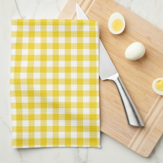 Lemon Yellow Gingham Pattern Kitchen Towels Theedoek (Quarter Fold)