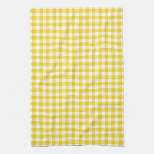 Lemon Yellow Gingham Pattern Kitchen Towels Theedoek