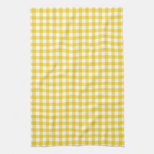 Lemon Yellow Gingham Pattern Kitchen Towels Theedoek (Verticaal)