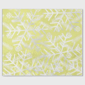 Lemon Yellow Glitter Kerstfeestdag Snowflakes Cadeaupapier (Vlak)