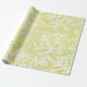 Lemon Yellow Glitter Kerstfeestdag Snowflakes Cadeaupapier (Uitgerold)