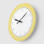 Lemon Yellow Greek Key Patroon Grote Klok (Hoek)
