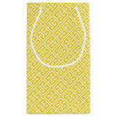 Lemon Yellow Greek Key Patroon Klein Cadeauzakje (Achterkant)