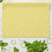 Lemon Yellow Greek Key Patroon Theedoek (Gevouwen)
